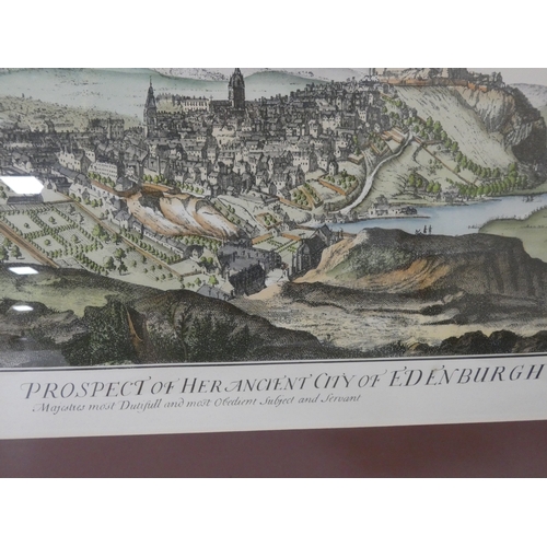 52 - Prospect of Her Ancient City of Edinburgh, colour print, framed and glazed.