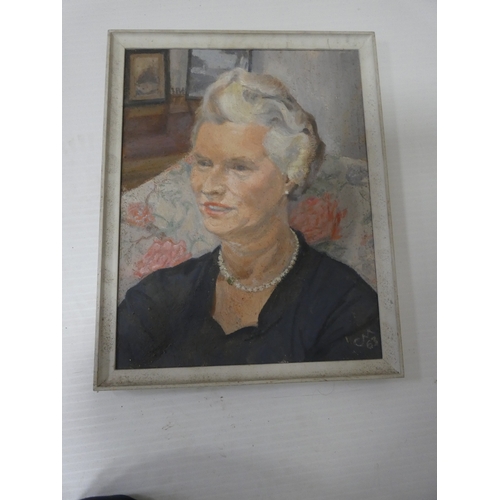 54 - Christian Maxwell, Scottish 20th century.Portrait oil, and six other unsigned portraits possibly fro... 