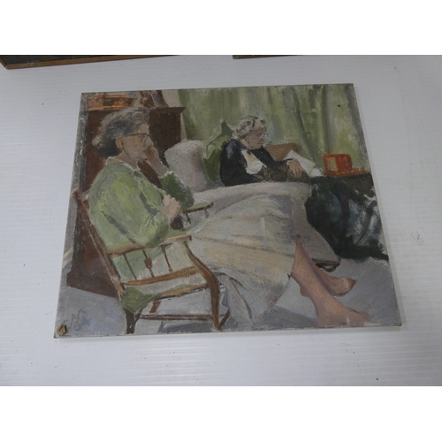 54 - Christian Maxwell, Scottish 20th century.Portrait oil, and six other unsigned portraits possibly fro... 