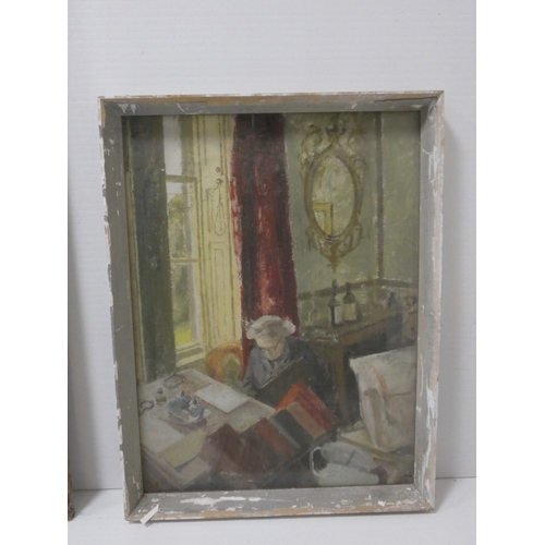 54 - Christian Maxwell, Scottish 20th century.Portrait oil, and six other unsigned portraits possibly fro... 