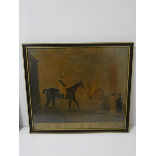 55 - Victorian print of The Recruiting Sergeant, with Full Cry titled sporting print in rosewood frame, a... 