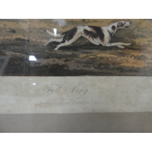 55 - Victorian print of The Recruiting Sergeant, with Full Cry titled sporting print in rosewood frame, a... 