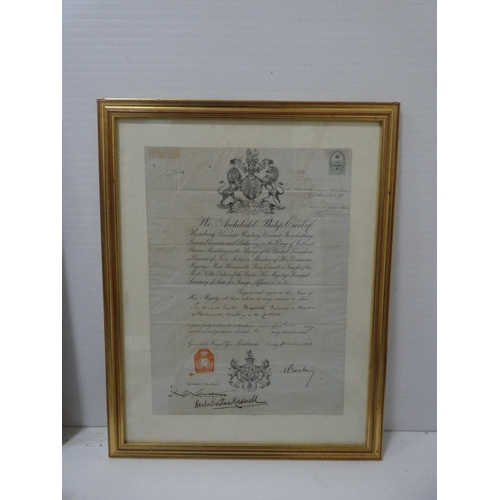 58 - Sir Herbert Eustace Maxwell 7th Bt, Scottish 19th century, Commission or appointment document c. 187... 