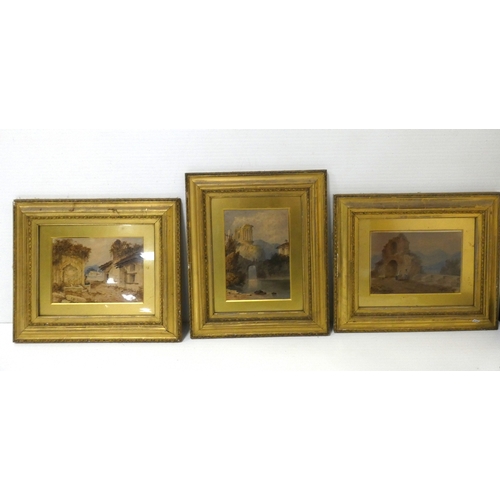 6 - 19th century Italian SchoolFigures by a fountain.watercolour, 20cm x 28cm and two others by the same... 