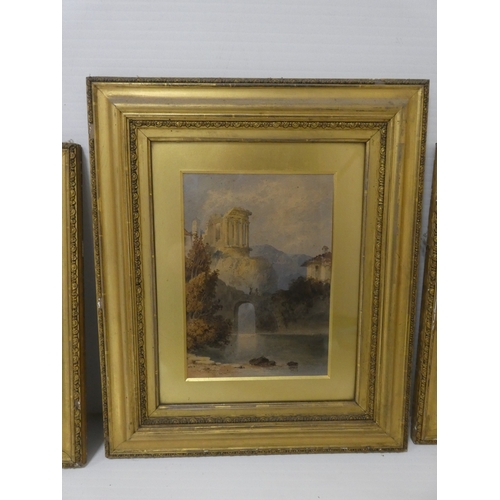 6 - 19th century Italian SchoolFigures by a fountain.watercolour, 20cm x 28cm and two others by the same... 