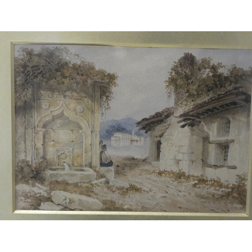 6 - 19th century Italian SchoolFigures by a fountain.watercolour, 20cm x 28cm and two others by the same... 