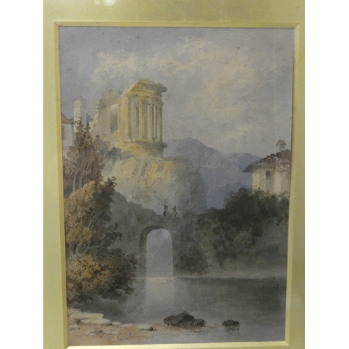 6 - 19th century Italian SchoolFigures by a fountain.watercolour, 20cm x 28cm and two others by the same... 