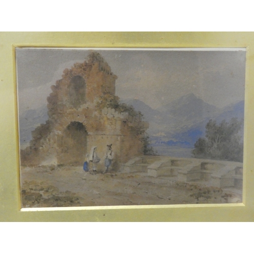 6 - 19th century Italian SchoolFigures by a fountain.watercolour, 20cm x 28cm and two others by the same... 