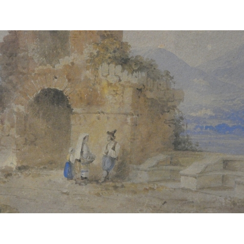 6 - 19th century Italian SchoolFigures by a fountain.watercolour, 20cm x 28cm and two others by the same... 