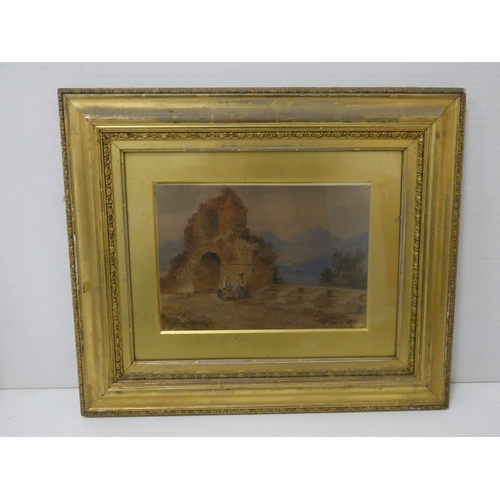 6 - 19th century Italian SchoolFigures by a fountain.watercolour, 20cm x 28cm and two others by the same... 