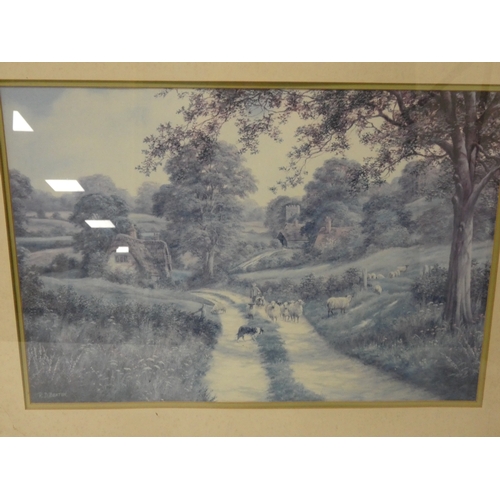 60 - Hugh Earl Percy, 19th century engraving, with an antique colour print of a family in gilt frame and ... 