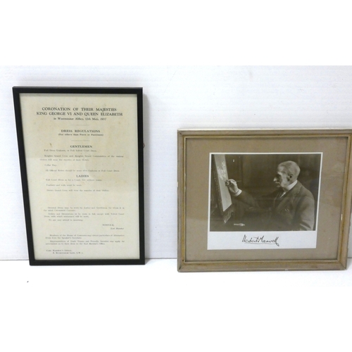 61 - Framed photograph of Sir Herbert Eustace Maxwell, titled Herbert Maxwell, and Dress Regulations noti... 