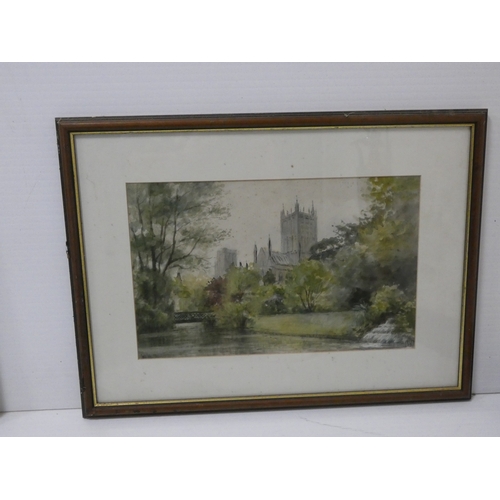 7 - British SchoolItalian lake with castle above.watercolour, monogrammed to lower left, 21cm x 31cm, an... 