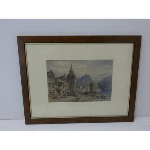 7 - British SchoolItalian lake with castle above.watercolour, monogrammed to lower left, 21cm x 31cm, an... 