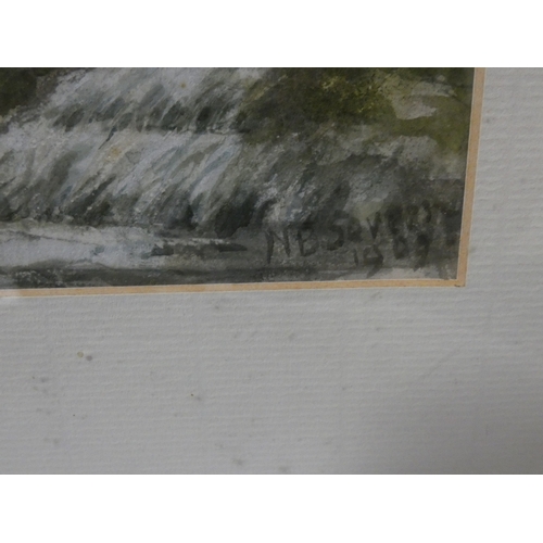 7 - British SchoolItalian lake with castle above.watercolour, monogrammed to lower left, 21cm x 31cm, an... 