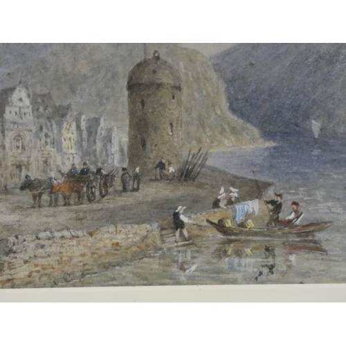 7 - British SchoolItalian lake with castle above.watercolour, monogrammed to lower left, 21cm x 31cm, an... 