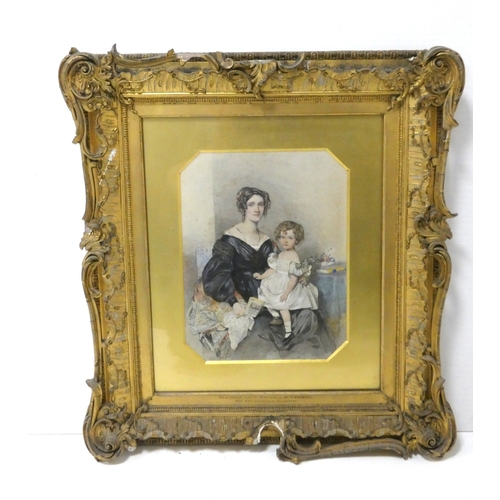 8 - 19th century SchoolHelenora Lady Maxwell of Monreith and her daughter Eglantine, watercolour, 36cm x... 