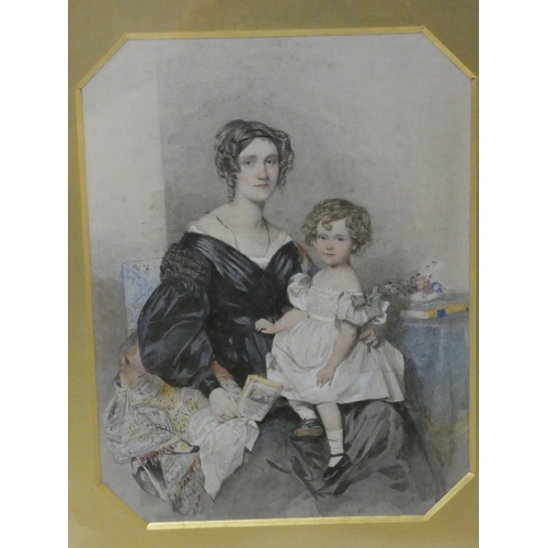 8 - 19th century SchoolHelenora Lady Maxwell of Monreith and her daughter Eglantine, watercolour, 36cm x... 
