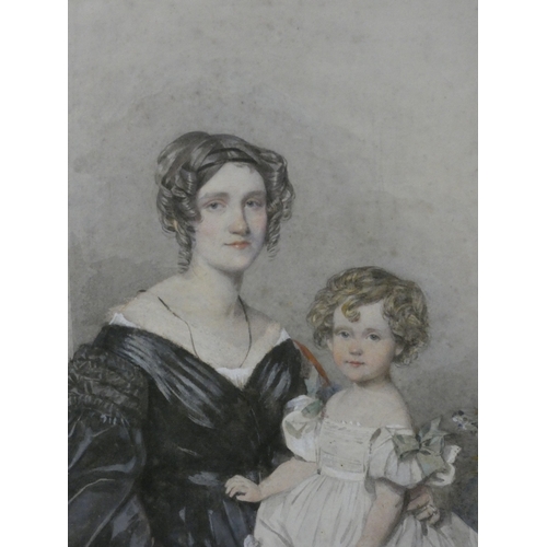 8 - 19th century SchoolHelenora Lady Maxwell of Monreith and her daughter Eglantine, watercolour, 36cm x... 