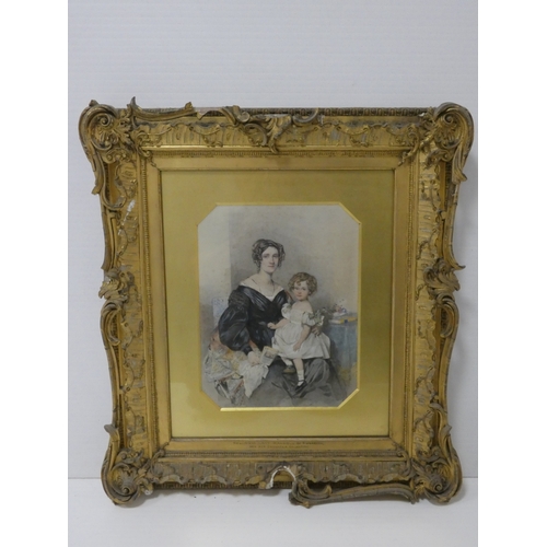8 - 19th century SchoolHelenora Lady Maxwell of Monreith and her daughter Eglantine, watercolour, 36cm x... 