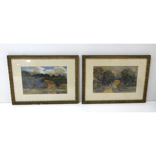 9 - 19th century SchoolThatched Cottage and another of an Old Mill.watercolour, 22cm x 31cm. (2)... 
