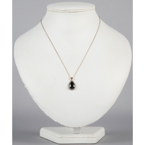 146 - 9ct gold gem set pendant on 9ct gold chain with matching 9ct gold dress ring, ring size P/Q, total g... 