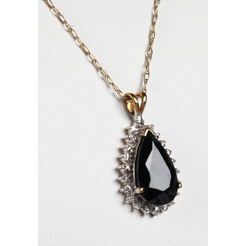 146 - 9ct gold gem set pendant on 9ct gold chain with matching 9ct gold dress ring, ring size P/Q, total g... 