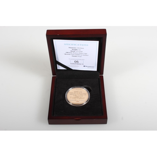 1382 - Westminster Mint 'The Summer Peter Rabbit Gold Commemorative' medal [9ct gold, 1oz, 38.61mm, mintage... 