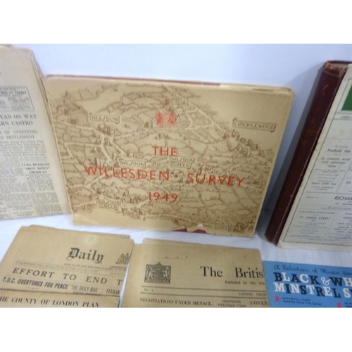 1 - Small box of vintage papers, books etc from 40s, 50s and 60s.