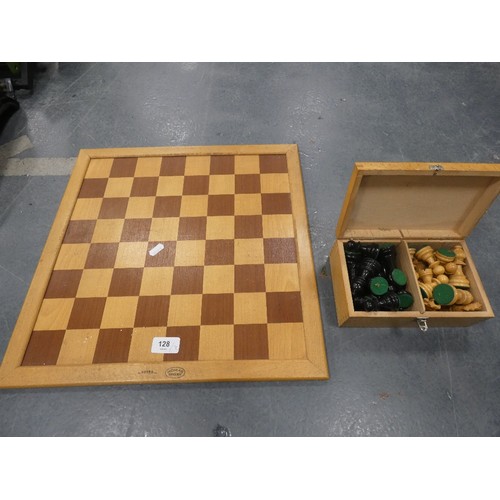 Chess board with pieces.