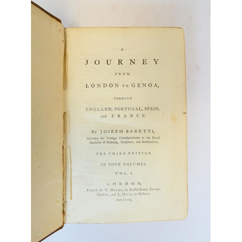 22 - BARETTI JOSEPH.&nbsp;&nbsp;A Journey from London to Genoa Through England, Portugal, Spain & Fra... 