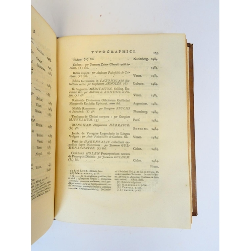 3 - MAITTAIRE MICHEL.&nbsp;&nbsp;Annales Typographice. 3 vols. (vol. 1 & vol. 2 pts. 1 & 2). Qua... 