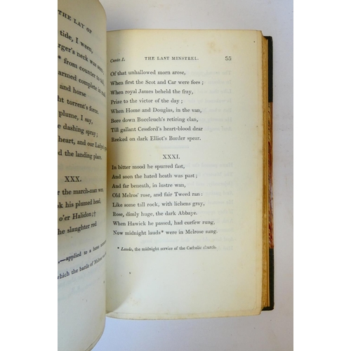 33 - SCOTT SIR WALTER.  The Poetical Works. Half titles. Eng. frontis. 12mo. Handsome green half morocco,... 