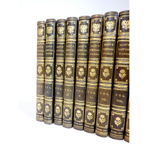 33 - SCOTT SIR WALTER.  The Poetical Works. Half titles. Eng. frontis. 12mo. Handsome green half morocco,... 