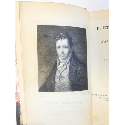 33 - SCOTT SIR WALTER.  The Poetical Works. Half titles. Eng. frontis. 12mo. Handsome green half morocco,... 