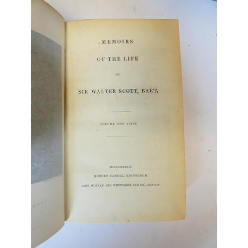 34 - (LOCKHART J.G.).  Memoirs of the Life of Sir Walter Scott, Bart. 7 vols. Half titles. Eng. frontis. ... 