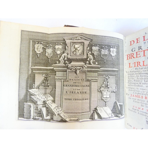 37 - BEEVERELL JAMES.  Les Delices de la Grand Bretagne & de L'Irelande. 8 vols. Titles in red & ... 