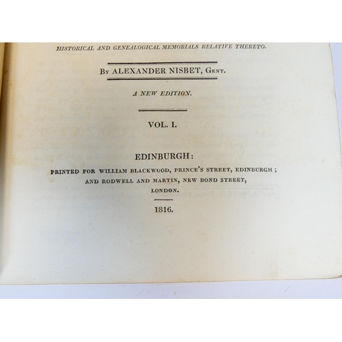 4 - NISBET ALEXANDER.&nbsp;&nbsp;A System of Heraldry. 2 vols. Eng. plates. Folio. Recased calf. Edinbur... 
