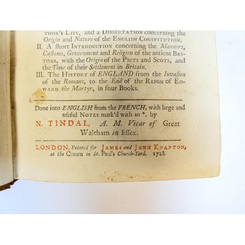40 - THOYRAS DE RAPIN.&nbsp;&nbsp;The History of England. 9 vols. Titles in red & black. Eng. frontis... 