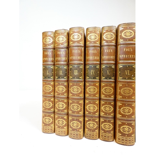 41 - FOX CHARLES JAMES.&nbsp;&nbsp;The Speeches. 6 vols. Calf, nice gilt backs, 1815; also 6 other well b... 