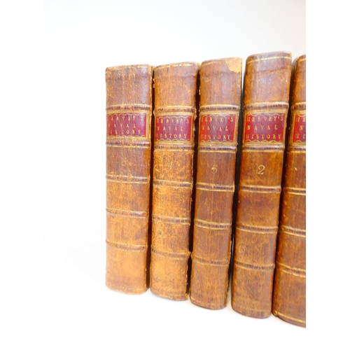 42 - HERVEY FREDERIC.&nbsp;&nbsp;The Naval History of Great Britain. 5 vols. Eng. frontis & fldg. eng... 