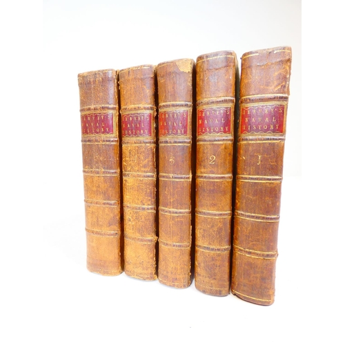 42 - HERVEY FREDERIC.&nbsp;&nbsp;The Naval History of Great Britain. 5 vols. Eng. frontis & fldg. eng... 