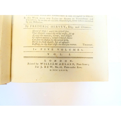 42 - HERVEY FREDERIC.&nbsp;&nbsp;The Naval History of Great Britain. 5 vols. Eng. frontis & fldg. eng... 