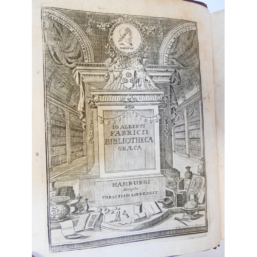45 - FABRICIUS JOHANN ALBERT.  Bibliotheca Graeca. Vols. 1 to 9. Eng. frontis (except to vol. 6). Titles ... 