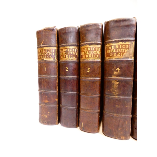 45 - FABRICIUS JOHANN ALBERT.  Bibliotheca Graeca. Vols. 1 to 9. Eng. frontis (except to vol. 6). Titles ... 