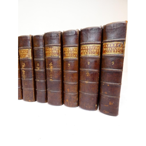 45 - FABRICIUS JOHANN ALBERT.  Bibliotheca Graeca. Vols. 1 to 9. Eng. frontis (except to vol. 6). Titles ... 