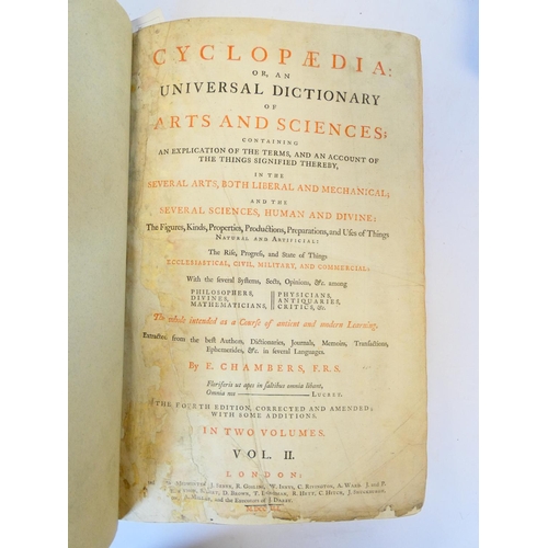 48 - CHAMBERS E.&nbsp;&nbsp;Cyclopedia or An Universal Dictionary of Arts & Sciences. 2 vols. Fldg. e... 