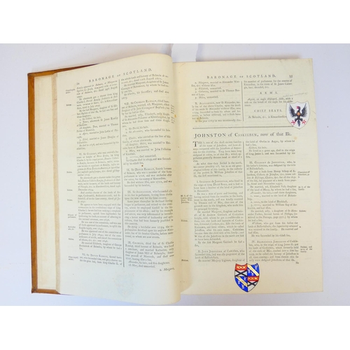 5 - DOUGLAS SIR ROBERT of Glenbervie. The Baronage of Scotland. Half title. Eng. armorial vignettes, nic... 