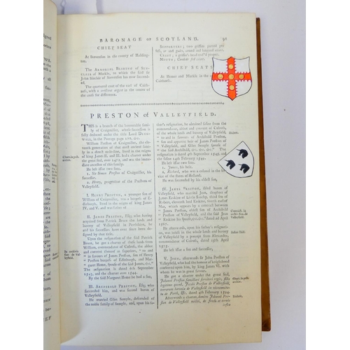 5 - DOUGLAS SIR ROBERT of Glenbervie. The Baronage of Scotland. Half title. Eng. armorial vignettes, nic... 