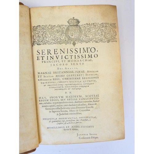 8 - SKENE SIR JOHN (Ed).  Regiam Majestatem, The Auld Lawes & Constitutions of Scotland Faithfullie ... 